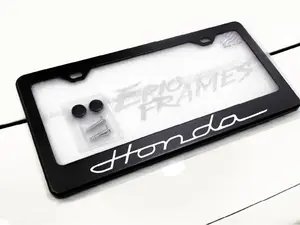 Vintage Honda Classic License Plate Frame Black Metal fits Accord, Civic, Si, Type R, Etc
