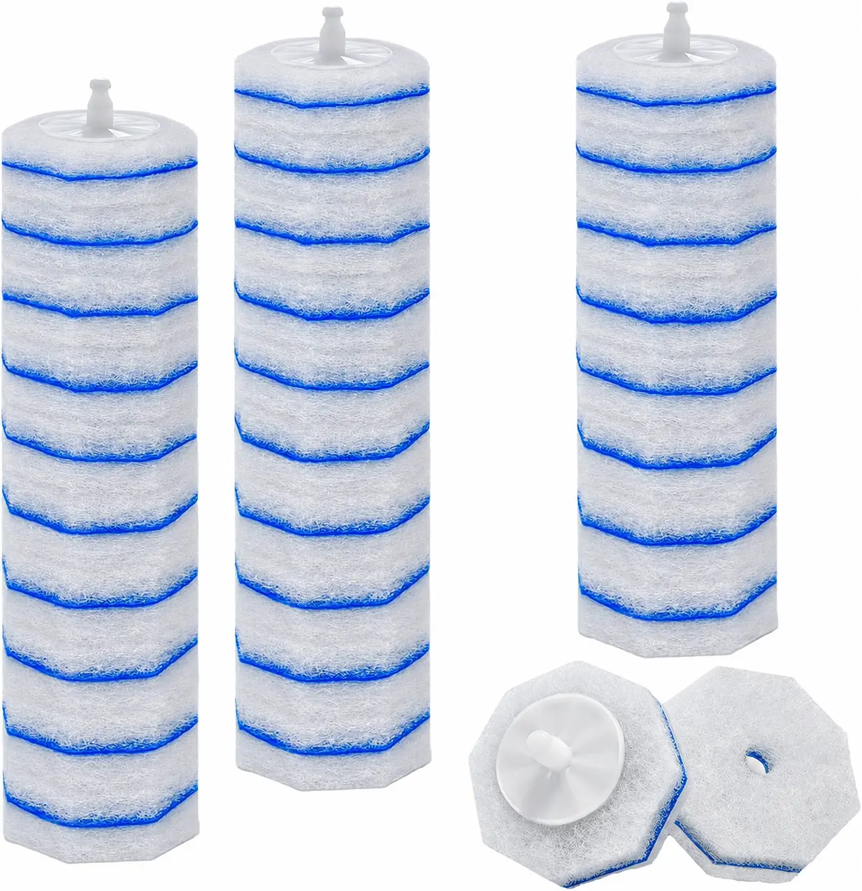 30 Disposable Toilet Bowl Wand Refills, Clorox Toilet Brush Wand Compatible, 3-Layer Upgraded Bathroom Cleaner Refills with 3X Cleaning Power, No Breakage