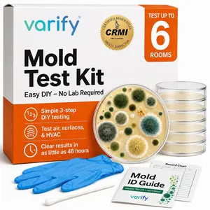 Varify DIY Mold Test Kit for Home, 6-Room Indoor Air, Surface & HVAC Testing Kit, No Lab Required, 6 Pre-Filled Petri Dishes, 6 Sterile Swabs, Mold ID Guide & Record Chart, Visible Growth in 48–96 Hours