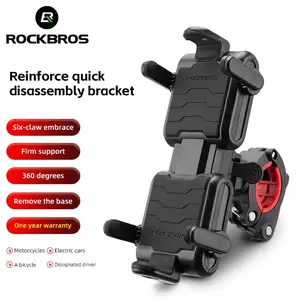 ROCKBROS Bike Phone Holder- Adjustable Motorcycle Phone Mount Handlebar Clip for Bicycle Scooter, Cell Phone Clamp for 4.1" - 6.7" Smartphones iPhone 14 Plus/Pro Max, 13 Pro Max, S9, S10 and More