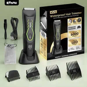 ENSSU Men’s Electric Body Hair Trimmer For Beard, Chest, Armpit & Pubic Hair | USB Rechargeable | Travel-Friendly w/ 3 Guard Combs, Charging Stand & Storage Pouch | Perfect for Home, Dating & Travel