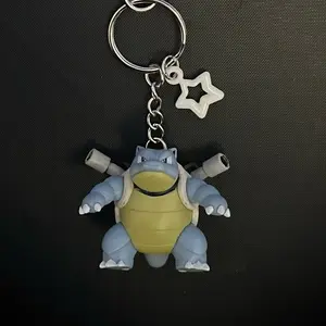 Blastoise Keychain With Clip - Featuring a Star Charm and Collectible Design