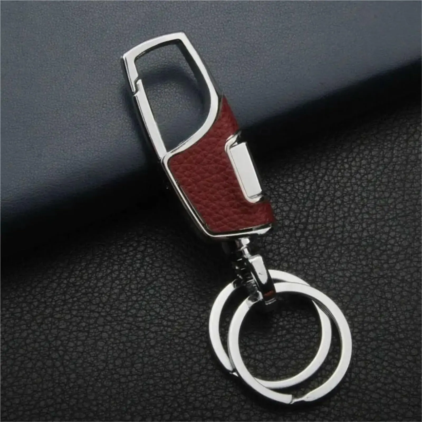 3pcs Red Creative Keychains for Men, High-End Automotive Waist-Hanging Accessory with Detachable Leather Design & Stainless Steel Buckle, Portable Business Car Keychain
