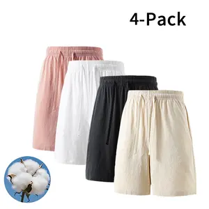 4-Pack Cotton Linen Shorts | Big Savings on Comfortable Summer Drawstring Shorts