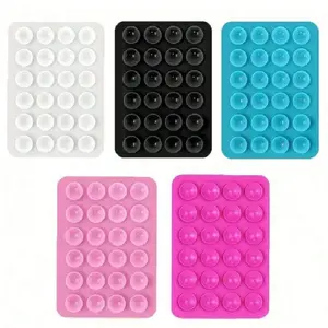 5 Pieces Silicone Grip Phone Holder with 24 Suction Cups for All Cell Phones: Selfie and Video Grip, Shower and Wall Mount, Compatible with iPhone, Android Phone, Birthday Gift Retractable Cellphone