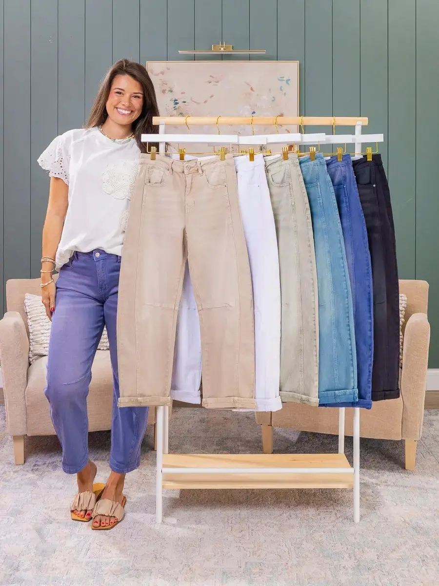 Zenana Barrel Leg Color Denim Pants