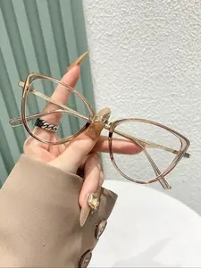Cat Eye Frame Eyeglasses, Trendy Frames Anti-blue Light Eyeglasses for Women & Men, Fashion Eyeglasses for Work, Daily Clothing Decor, Perfect for Student Daily Use