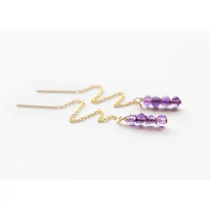 Amethyst Threader Earrings - February Birthstone