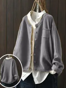 Autumn Winter Round Neck Long Sleeve Shirt, Casual Fashion Chest Cut Out Design, Women's Clothing for Daily Wear, Womenswear