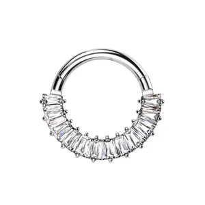 Titanium Baguette Gem Hinged Septum Ring