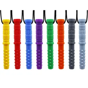 L-NKL012 Chew Necklaces for Sensory adults and Kids 8Pcs Cylinder Shape Sensory Chewy props for Autism Girls and Boys, ADHD Toddler, Adult