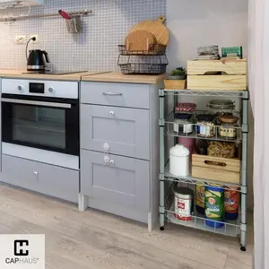 CAPHAUS NSF Wire Shelving Unit w/Baskets & Liner, Storage Rack Corner Shelves, Storage Rack Kitchen, Bathroom, Laundry Closet, Wire Shelving Basket Shelves, Silver Grey, 2 to 4 Tier Stackable