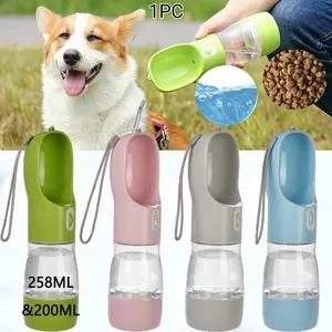 Pet Travel Drinking Water Bowl Cup, 258ML Water + 200ML Food Feeder, Leak-Proof Portable Detachable Easy Clean, Cat Dog Outdoor Hiking Essentials
