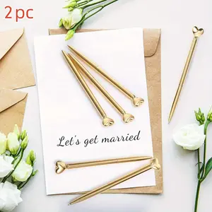 Heart-Shaped Retractable Metal Pen Set, Smooth Ink, Medium Tip, Comfortable Grip, Rotating Closure, Ideal for Office & Gifts