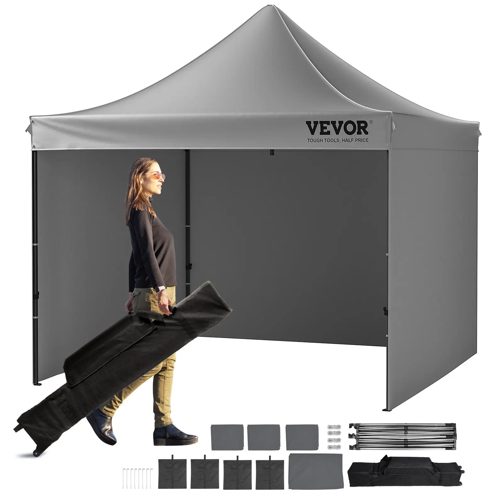【summerfinds】VEVOR 10x10 FT Pop up Canopy with Removable Sidewalls, Instant Canopies Portable Gazebo & Wheeled Bag, UV Resistant Waterproof, Enclosed Canopy Tent for Outdoor Events, Patio, Backyard, Party, Camping
