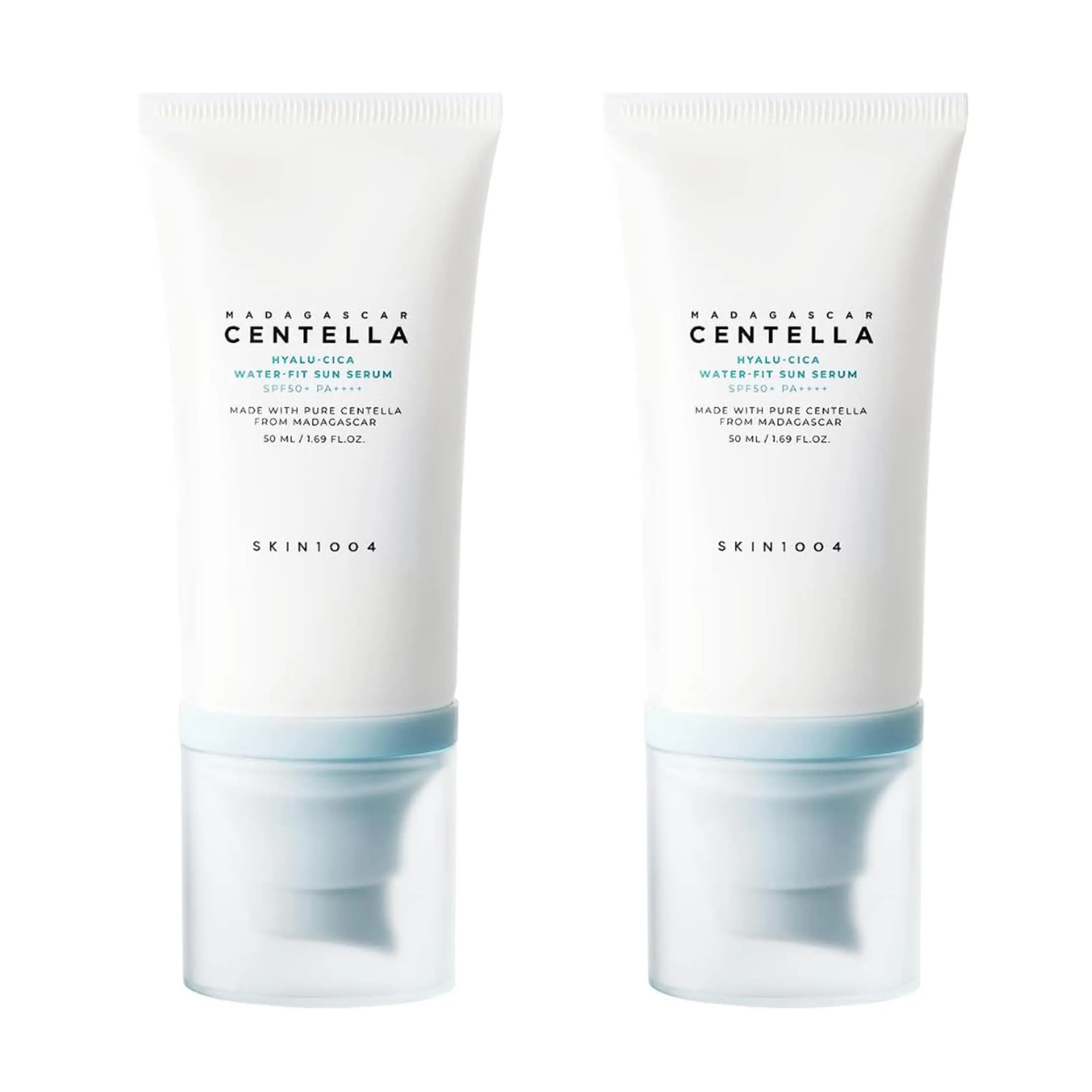 PACK OF 2 SKIN1004 Madagascar Centella Hyalu-CICA Water-fit Sun Serum SPF 50 PA++++ for All Skin Types 50ml Quick Absorbing Non-Greasy Hypoallergenic Sun Protection with Centella Asiatica Extract & Hyaluronic Acid