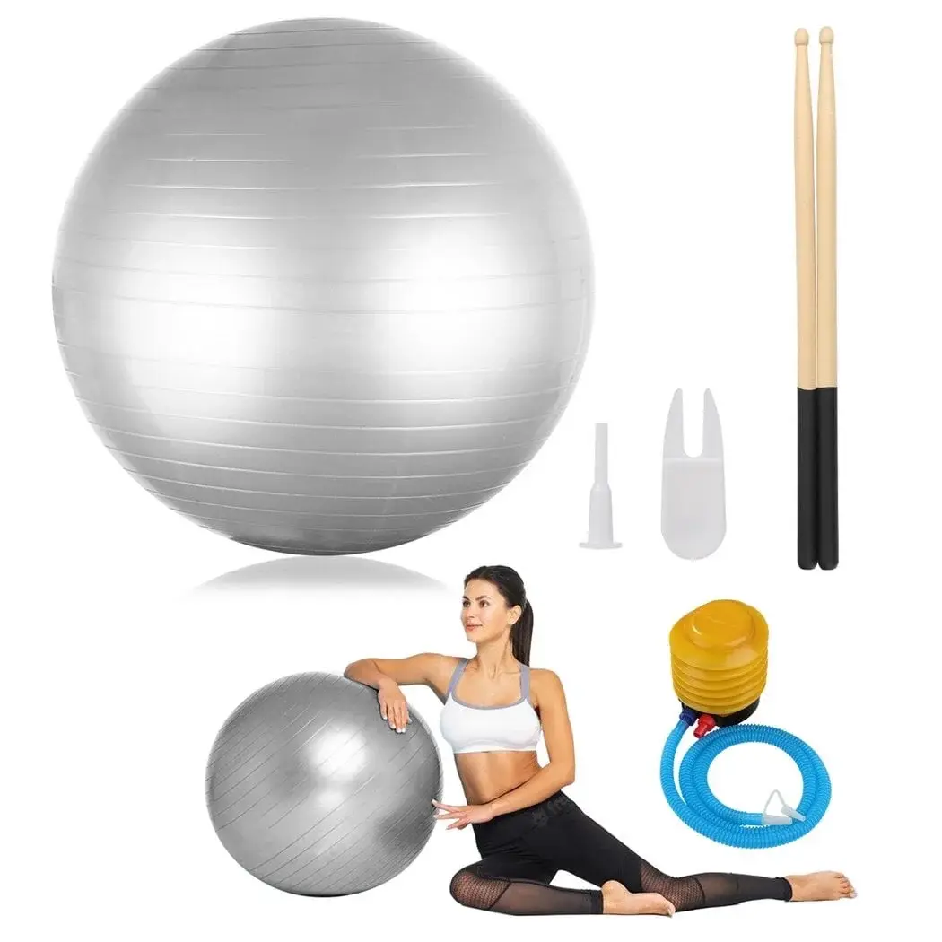 Cardio Drumming Equipment Set, Fitness Balance Ball with Pump & 3.2Oz Sticks, Aerobic Exercise Ball for Workouts, Stability, Pilates, Yoga, Pregnancy Gymnastics Coofit