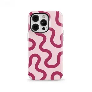 Raspberry SWIRL Phone Case Suitable for IPhone17 11 12 13 14 15 16 Pro Max Air Plus Cute Y2K Swirl Lines Case | PCM-AB42