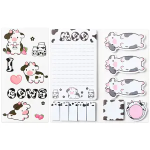 Cow Shape Sticky Note Set, Cute Strong Adhesive Reusable Notes, Memo Pad Page Marker, Office School Supplies, Graduation Gift