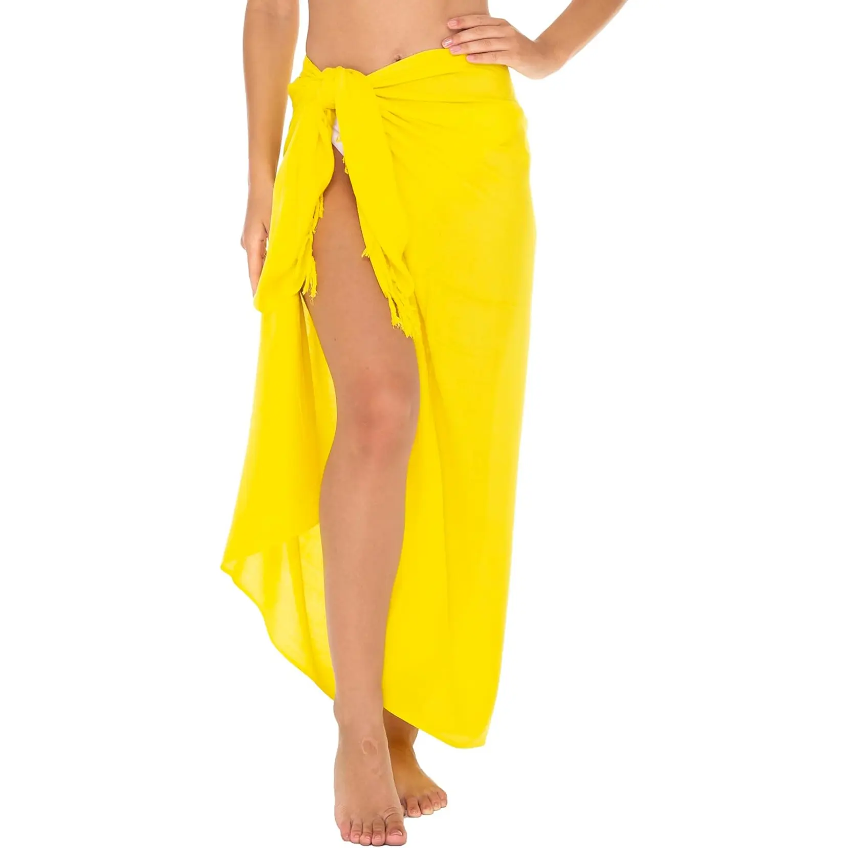 SHU-SHI Sarong Wraps for Women Long Beach Sarong Pareo Wrap Skirt with Coconut Clip, One Size