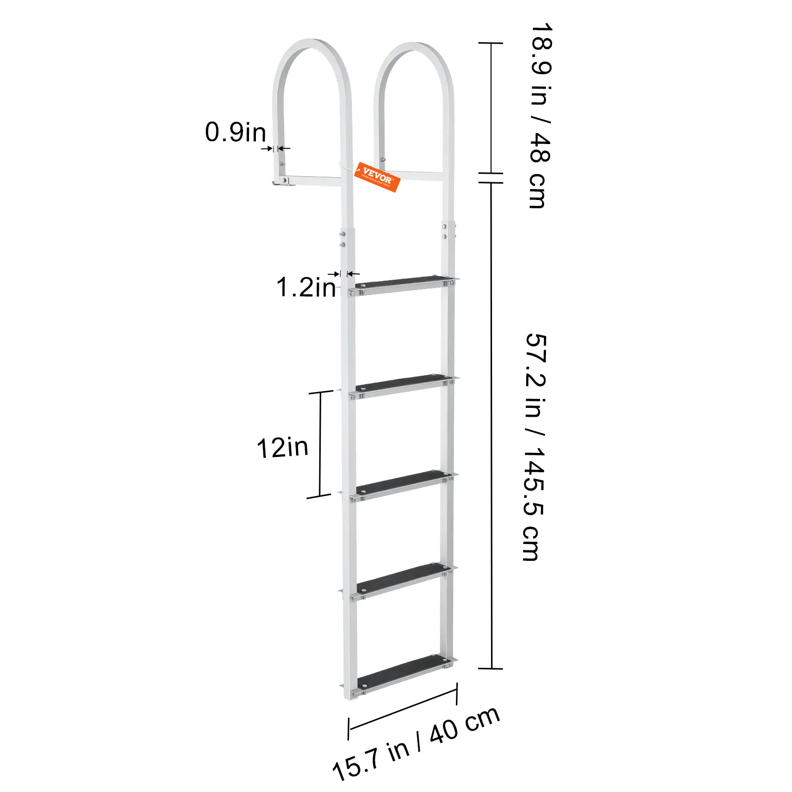 【summerfinds】VEVOR Dock Ladder, Removable 5 Steps, 500 lbs Load Capacity, Aluminum Alloy Pontoon Boat Ladder with 3.1'' Wide Step & Nonslip Rubber Mat, Easy to Install for Ship/Lake/Pool/Marine Boarding