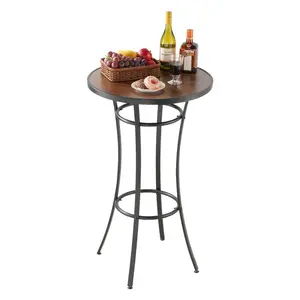 【FathersDayGift】VEVOR Outdoor Round Bar Table, 23.7 in Counter Bar Height Bistro Table, Patio Dining Tables with Easy-to-Clean Top & Sturdy Metal Frame, Indoor High Top Pub Tables for Small Places, Kitchen