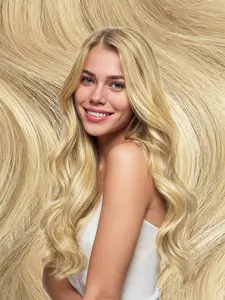 WENNALIFE Double Genius Butterfly Weft Hair Extensions Human Hair, double genius layers holes weft,Ash Blonde Highlighted Platinum Blonde 14 to 20 Inch