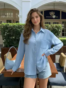 Women's Beach Vacation Style Linen Sun Protection Cardigan, Loose-Fitting Long Sleeve Casual Top Blouse Shirt Cover-Up for Summer Travel