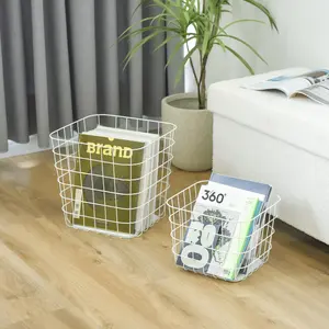 2pcs Stackable Wire Baskets For Pantry Storage And Organization Metal Storage Rack for Book Clothes Home Supplier aesthetic toystorage