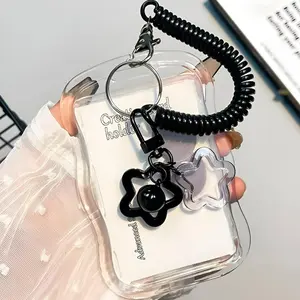 Cute Photocard Holder Keychain, Star Wave Design, Transparent PC Material, Creative Photo Card Protector for Students & Buses