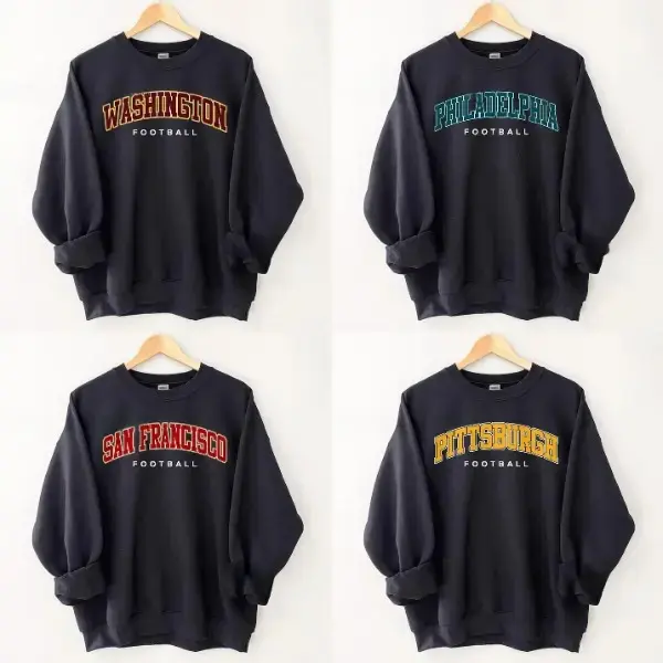 Vintage Black Football Team Sweatshirt, Classic Design for All Fans, Gift for Football Fans, Men, Dad, Husband, Boyfriend