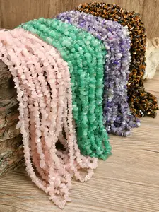 Natural Crushed Stone Amethyst Rose Quartz Tiger Eye Beads, Irregular Shapes Gemstone Loose Beads, DIY Jewelry Making, 80cm String