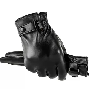 Men's Winter Warm Gloves, Adjustable Zip-Up Cycling and Skiing Gloves, Ergonomic Design, Durable Artificial Leather, Outdoor Sports, Hand Gloves