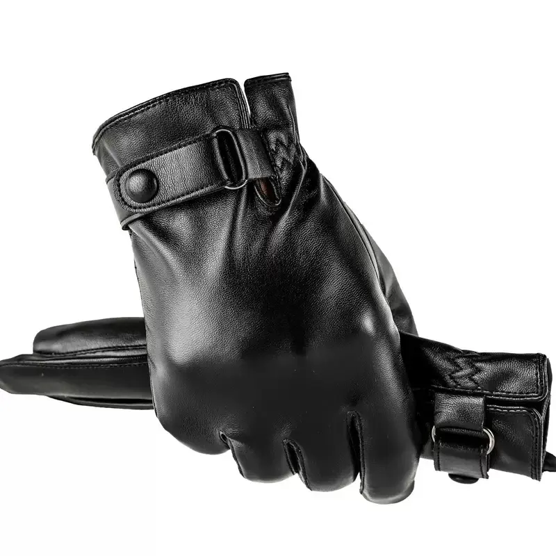 Men's Winter Warm Gloves, Adjustable Zip-Up Cycling and Skiing Gloves, Ergonomic Design, Durable Artificial Leather, Outdoor Sports, Outdoor Activity Gloves, Hand Gloves, Gloves for Cold Weather