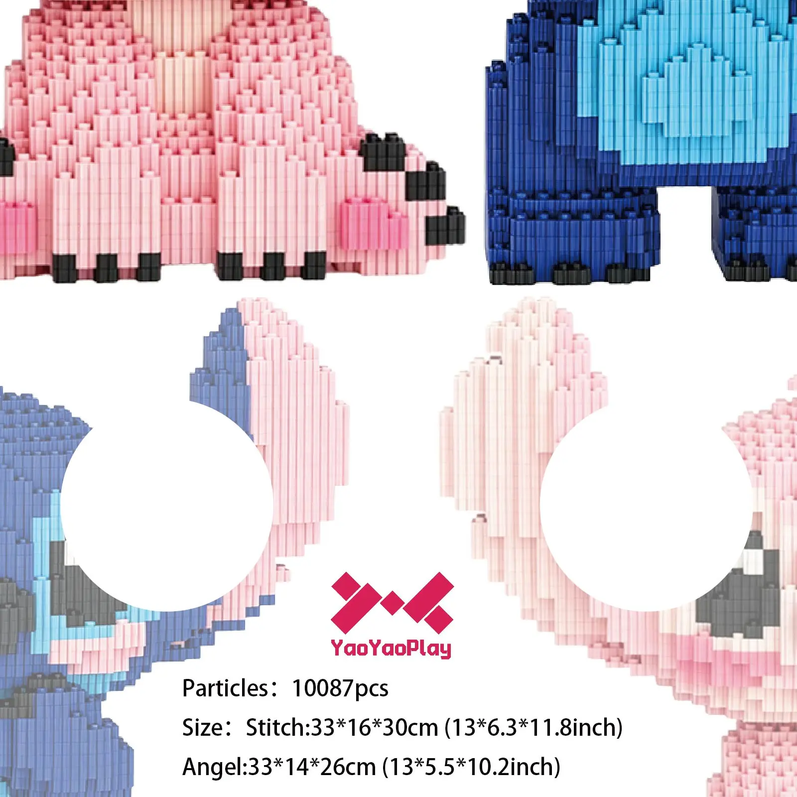 【Pink+Blue】Cute Alien Creature Building Blocks Set (10,087 Pcs) 3D Micro Building Block Model, Adorable Collectible Duo & Unique Display Gift for Adults & Teens | YaoYaoPlay