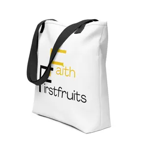 Firstfruits Faith Tote Bag (black, red, yellow handle)
