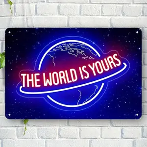 Vintage Neon effect Sign, Decorative Neon Sign, The World Is Yours Neon Sign, Wall Decor, Wall Art, Home Decor, Bedroom Decor, Living Room Decor, Bar Decor
