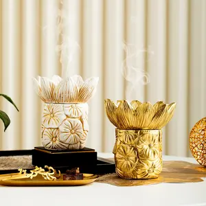 Flower Shape Incense Burner Fragrance Floral Creative Design Resin Craft Elegant Decorative Piece for Desktop Living Room Dining Room Bathroom Office Holiday Gift