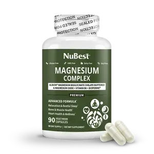 NuBest Magnesium Complex, Advanced Formula For Relaxation, Bone & Muscle Health, Overall Wellness, 90 Vegan Capsules Supplement Healthcare Dietary