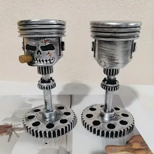 Unique Skull Piston Gear Statue, Resin Figurine, Resin Motorcycle Engine Design, &, Home Office Outdoor Decor, Motorcycle Decor, Art Figurine, Ornaments