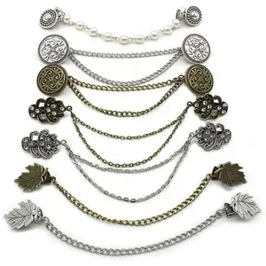 7 count Retro Sweater Chain Shawl Clips Cardigan Dresses Clip  Clip with Chain for Women Girls