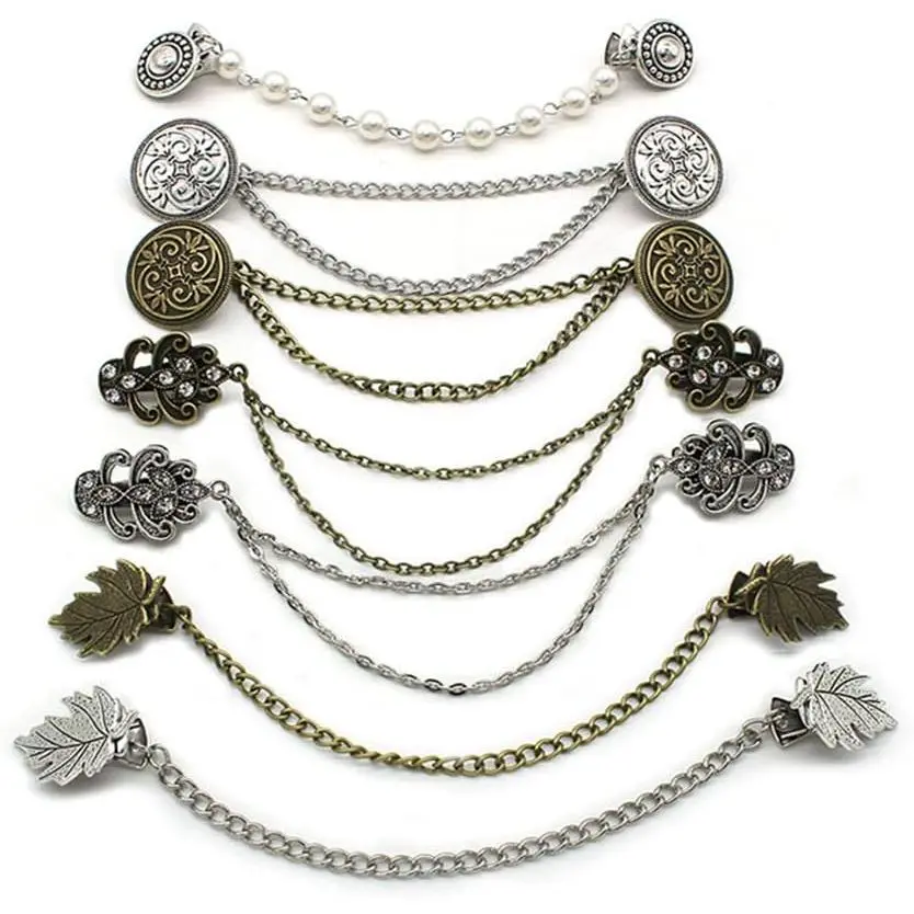 7 count Retro Sweater Chain Shawl Clips Cardigan Dresses Clip  Clip with Chain for Women Girls