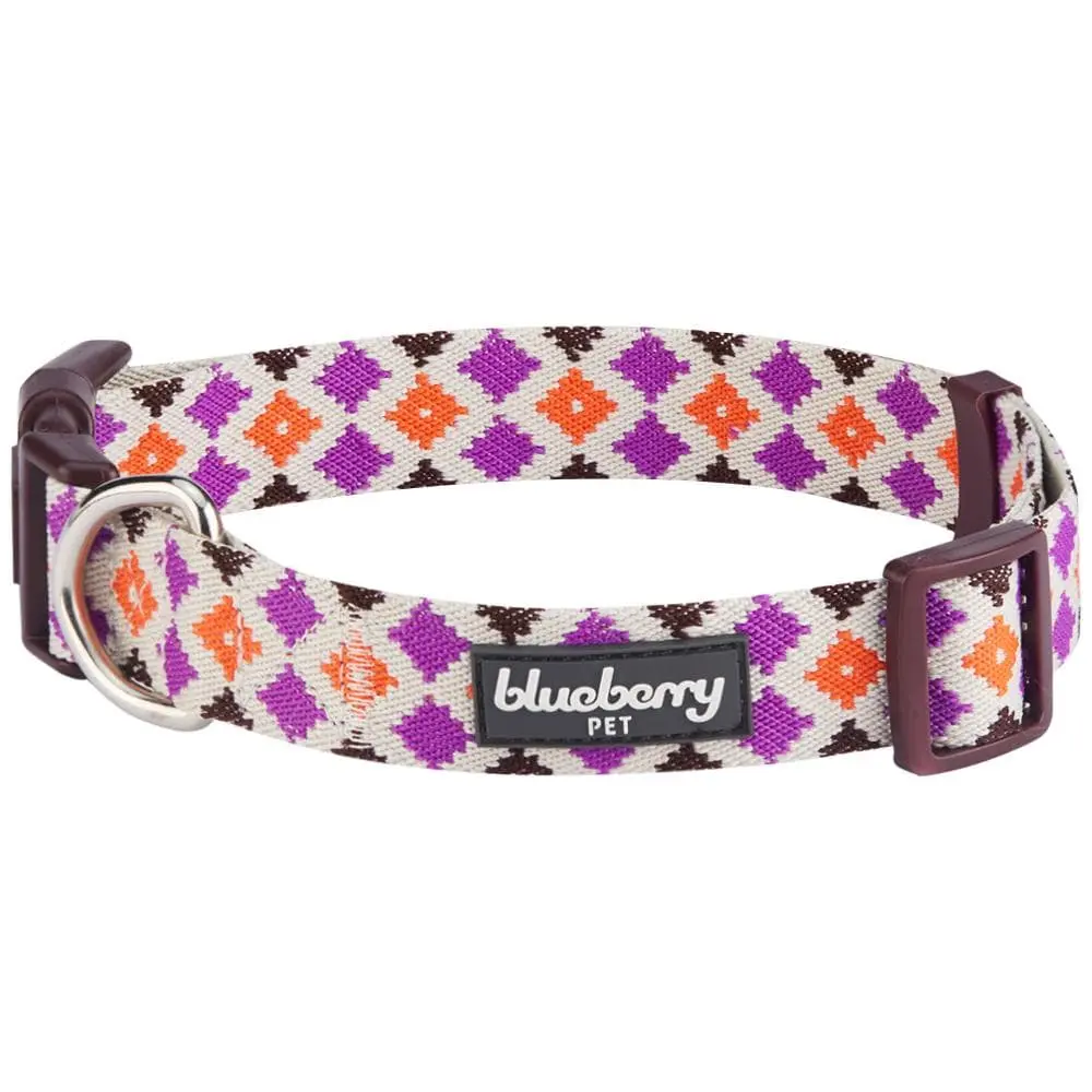 Blueberry Pet Jacquard Weave Tribal Geometric Dog Collar