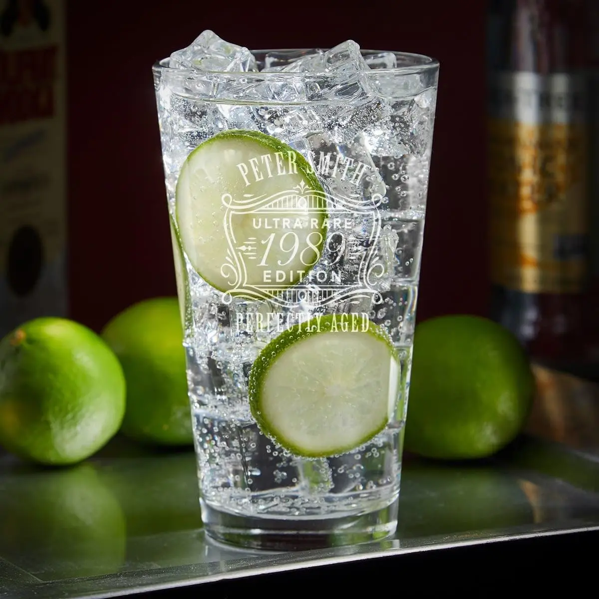 HomeWetBar Engraved Vodka Soda with Lime Cocktail Glass - Personalized Highball Glass for Vodka Lovers Glassware Thick