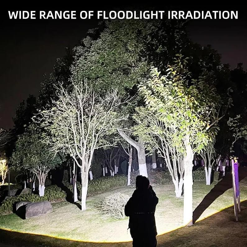 Rechargeable Super Bright LED Flashlight with Digital Display Adjustable Zoom Type-C Charging IP65 Durable Camping Emergency Light for Outdoor Activities