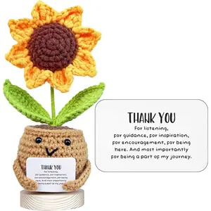Positive Sunflower Doll Crochet with Card  Thank You for Listening  Appreciation Gift for Coworker, Friend  Christmas, Birthday, Thank You Gift for Women, Men  Crochet Plant Decor