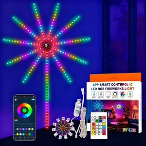 180leds Colorful Fireworks LED Strip Light, RGB Bluetooth-compatible Music Sync, USB Powered, Multiple Lighting Effects, Christmas Party Decoration, Party Led Lights, Led Lighted