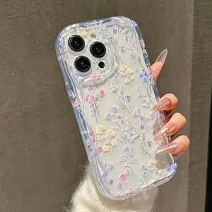 Colorful Wild Flower Phone Case for iPhone 17/16/15/14/13/12/11 Pro Max/Pro/Air/Plus/Xs – Cute Girly Shockproof TPU Wave Edge Full Protection Cover for iPhone 13
