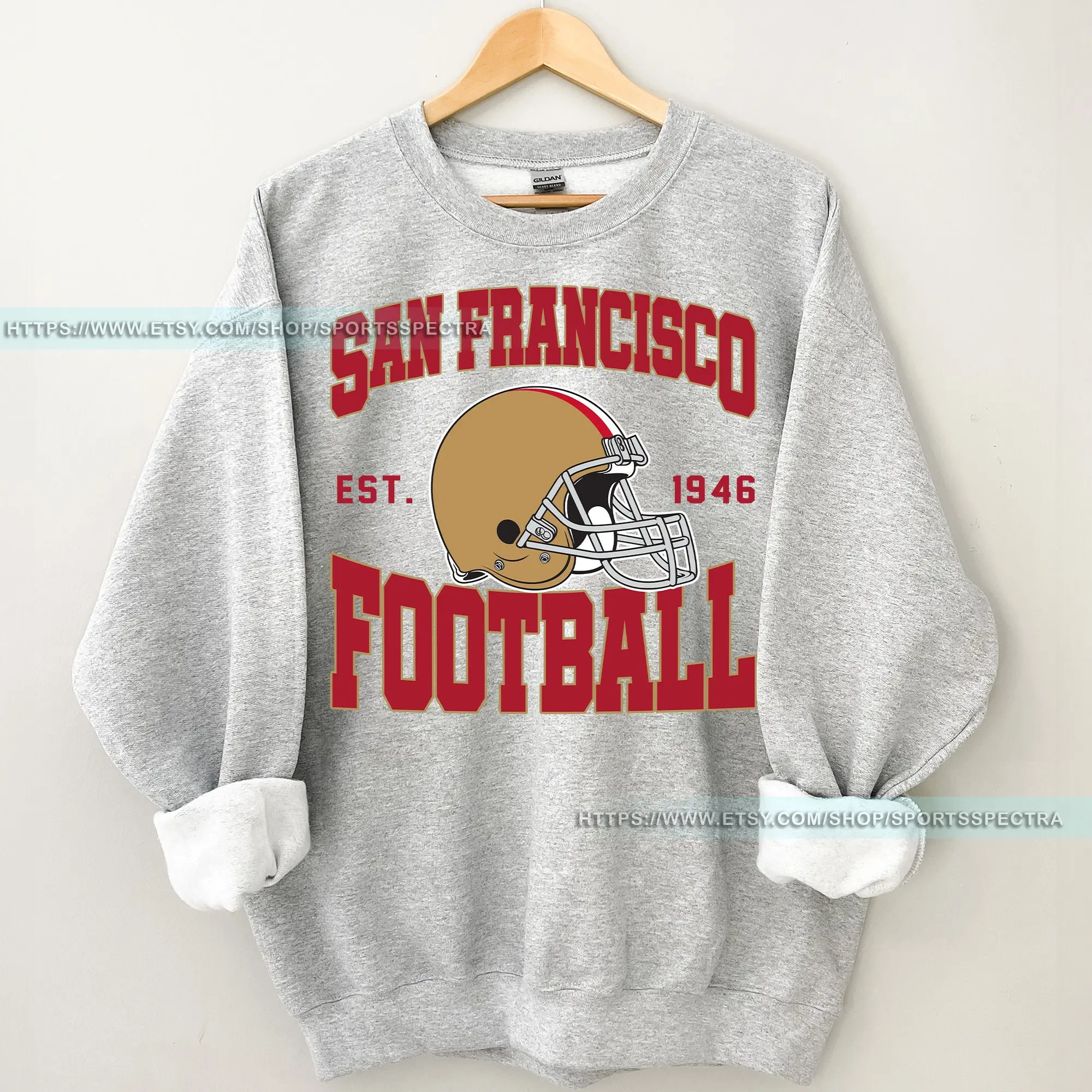 [Sale Up To 50%] San Francisco Football 49 Vintage Sweatshirt, San Francisco Football Sweater, San Francisco Football Crewneck, Gift For Fan, Trendy USA Cotton Fabric