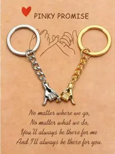 2Pcs Pinky Promise Couple Hand Keychain, Matching Promise Keepsake Token, Cute Matching Gift for Couples & Best Friends, Girlfriend,Wife,Husband,Comes with Gift Card